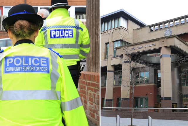 Sheffield Crown Court, pictured, has heard how a South Yorkshire thug has been spared from prison after he attacked his estranged father in the street.