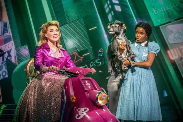 Dorothy with Glinda the Good Witch, played by Emily Bull