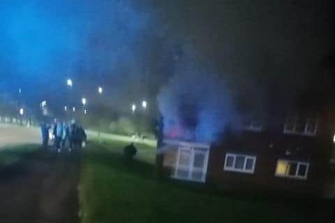 Police officers responded after a firework was thrown at a flat in Batemoor, Sheffield, on Saturday night