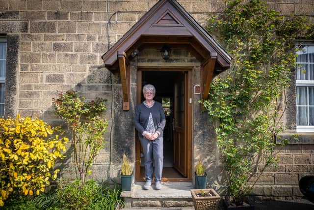 Joan Plant  of Eyam, who has lived in the village all her life and is a descendant of plague survivors, pictured during lockdown last April. She endorsed Anna Jensen's novel about the tragedy