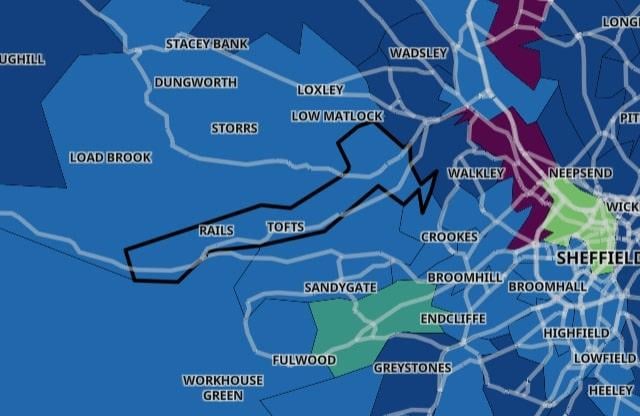 This neighbourhood has seen rates of positive Covid cases fall by 54.5 percent with an infection rate of 163.4 per 100,000 people.