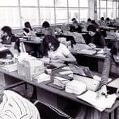 Women at work in the Prescription Pricing Authority offices in Castle Square, Sheffield, January 1977