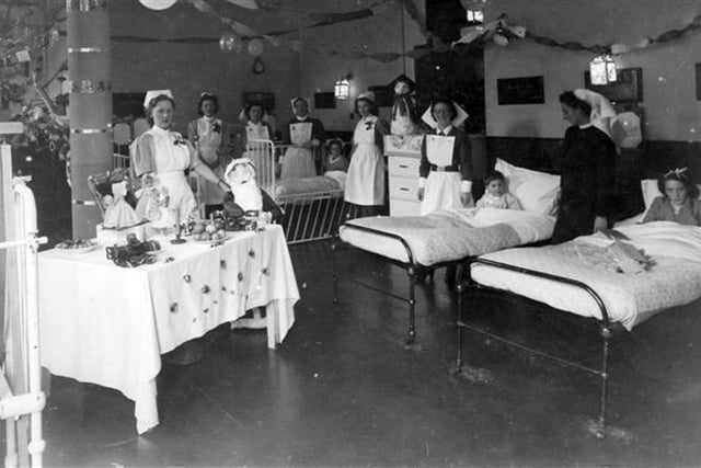 The children's ward at Gosport War Memorial Hospital at Christmas 1948.