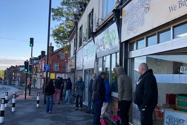 An early morning queue for Record Store Day at Spinning Discs earlier this year