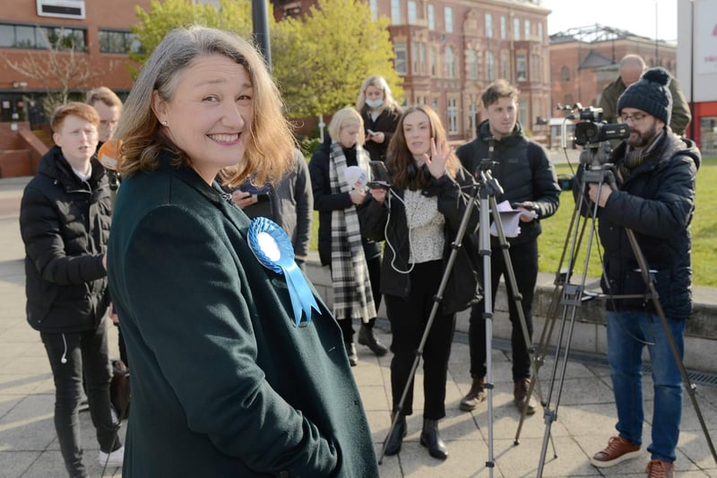 Newly elected Conservative MP for Hartlepool Jill Mortimer speaks to the media following her victory in the Hartlepool by-election this morning.
