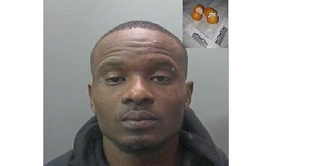 Mussa Embalo, 29, was caught dealing drugs and was found with 13 wraps of heroin, 24 wraps of crack cocaine, a burner phone and almost £1,000 in cash. He has been jailed for four years.