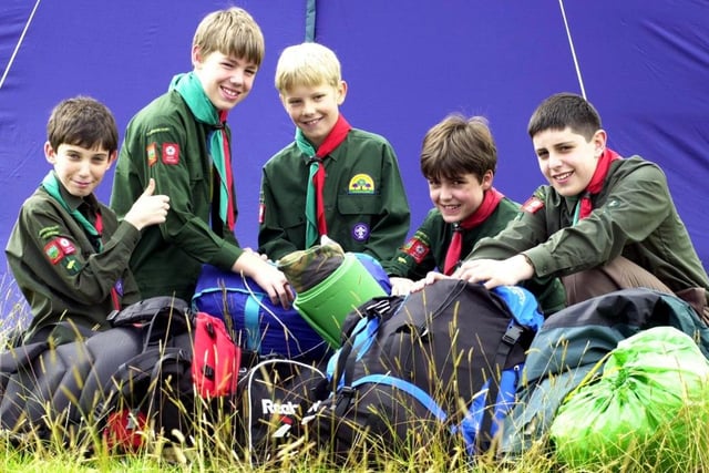 Members of the 267 Sheffield (Dore) Scouts getting unpacked for a camping expedition.