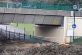 Scene of the fatal incident at Meadowhall where two men died after crashing into the River Don.