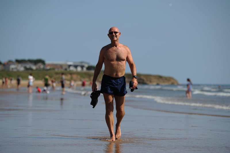 Gerry Whitelaw enjoyed a walk along the shoreline at Seaburn.