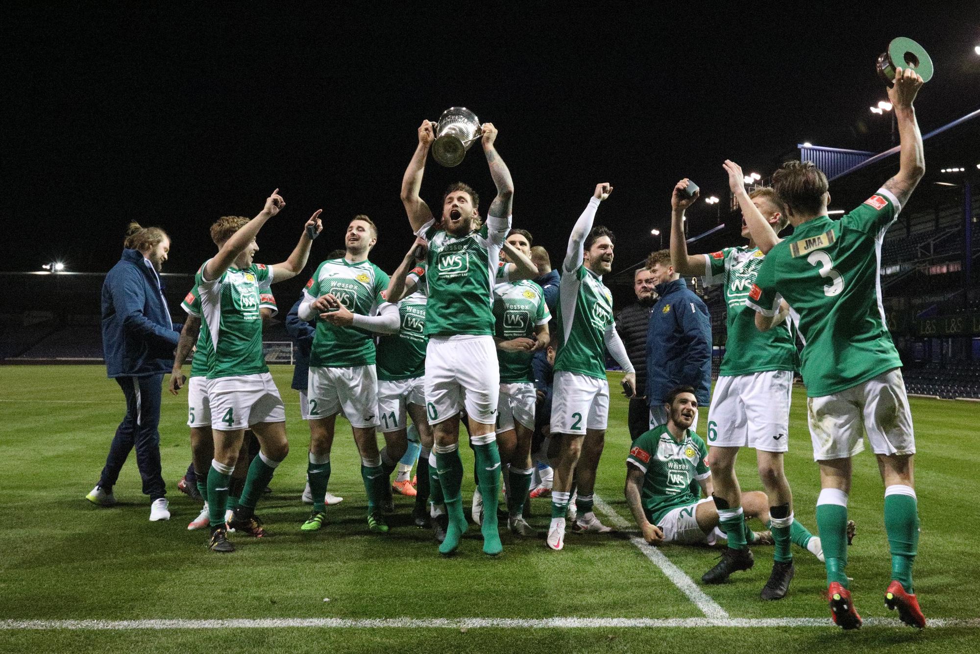 Moneyfields celebrate Portsmouth Senior Cup glory. Picture: Chris Moorhouse (jpns 200521-26)