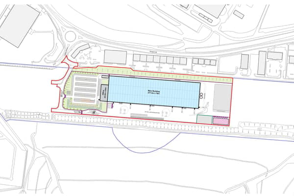Plans produced by architects Bond Bryan for a green hydrogen 'gigafactory' manufacturing and testing facility at the University of Sheffield Innovation District (USID), formerly called the Advanced Manufacturing Research Centre (AMRC), in Tinsley. The project involves the university and Sheffield firm ITM Power (Trading) Ltd