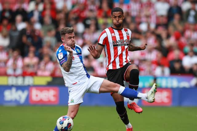 Sammie Szmodics of Blackburn Rovers tackles Max Lowe of Sheffield United. who should return to action soon: Simon Bellis / Sportimage
