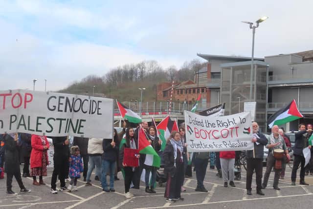 Palestine protesters outside Tesco in Spital Hill, Sheffield on Saturday, February 17. Picture: Sheffield Palestine Coalition Against Israeli Apartheid