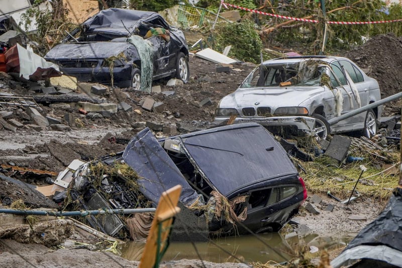 Two days before the Ahr river went over the banks after strong rain falls causing severals deaths and hundreds of people missing. (AP Photo/Michael Probst)