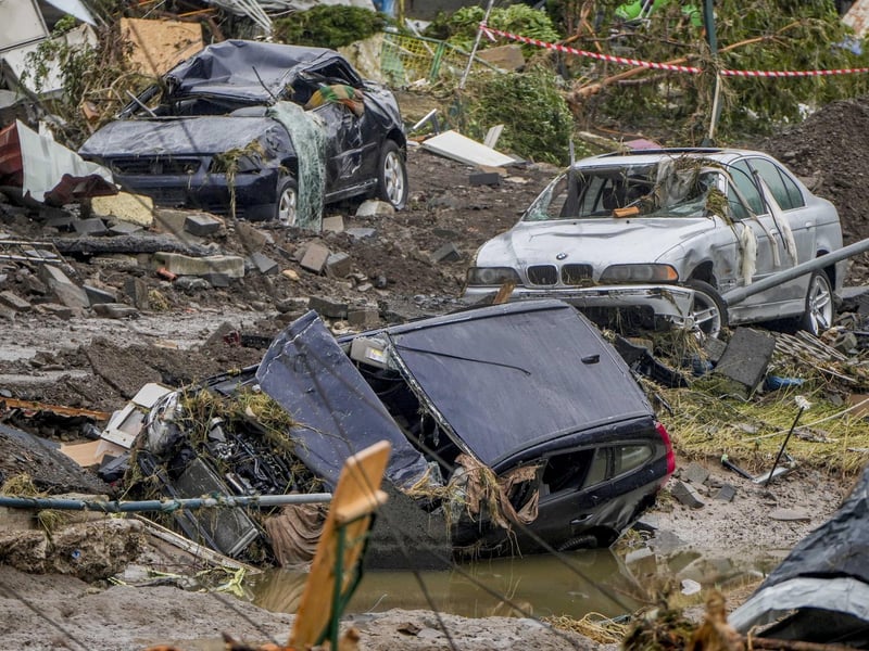 Two days before the Ahr river went over the banks after strong rain falls causing severals deaths and hundreds of people missing. (AP Photo/Michael Probst)