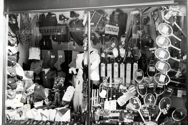 Suggs sports store on Pinstone Street, Sheffield in 1962.