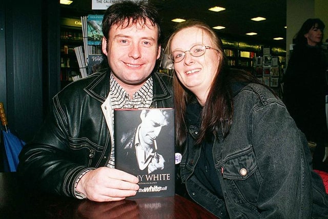Jimmy White fan Julie Cornish from Meersbrook pictured at Waterstones bookshop, Orchard Square, October 1998