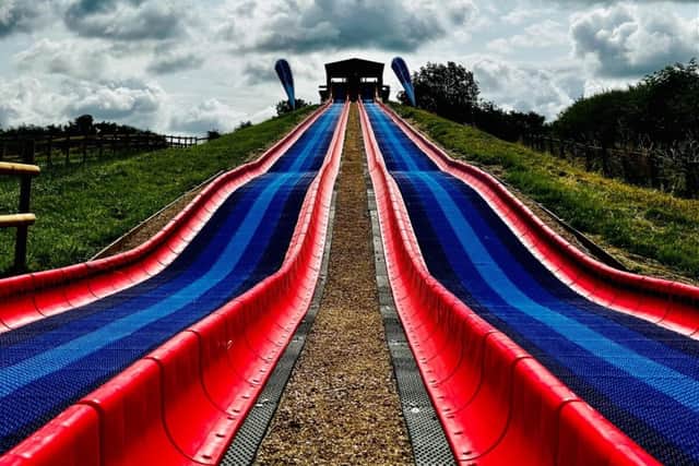 After two months in construction, the UK's longest Mega Slide has opened right in time for the summer holidays. Photo: The National Forest Adventure Farm