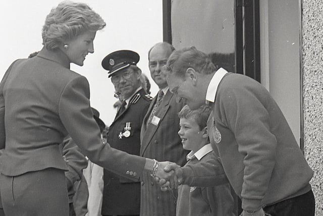 Buxton Advertiser Archive, June 1990, Princess Diana opens the Dove Holes Mountain Rescue Centre, meeting search dog handler Malcolm Bowyer