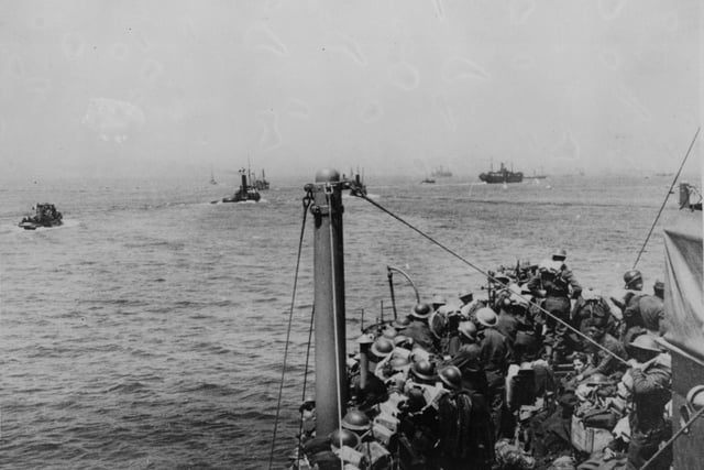 Ships carrying members of the BEF leaving Dunkirk during the evacuation of British troops. (Photo by Keystone/Hulton Archive/Getty Images)
