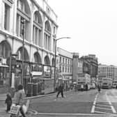 High Street, Sheffield, looking towards Castle Square, in December 1985.