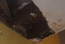 Rebecca Wallace's collapsed Sheffield City Council house ceiling damage at her property in Parson Cross, Sheffield.