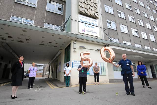 Staff at Weston Park Hospital celebrated its 50th birthday during lockdown. Picture: Chris Etchells