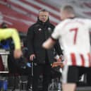 Sheffield United's manager Chris Wilder watches the game between Sheffield United and Newcastle United (Oli Scarff/Pool via AP)