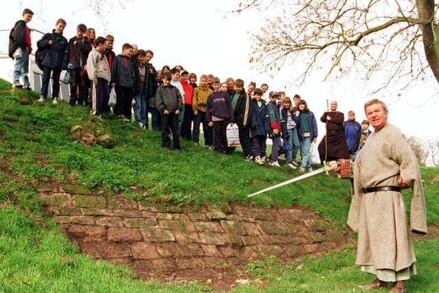 A school trip in 1997 being led by guide Mick Martin.