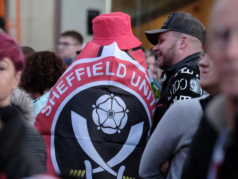 Sheffield United's players celebrate their promotion to the Premier League