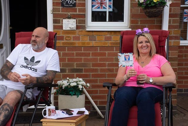 A socially-distanced party at Priory Park Street Amble allowed residents to celebrate VE Day alongside their neighbours. This party was hosted by Rod and Judith Hardisty.