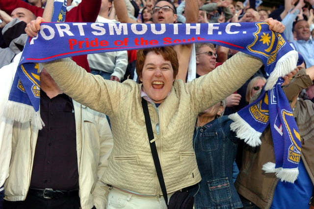 This Pompey fans shows off her Pompey pride