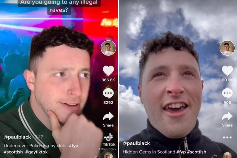Actor and writer Paul Black shares his hilarious and relatable sketches on TikTok - from 'Watching Drag Race with your straight boyfriend' to 'Me whenever I have to speak to an English person'. He currently has 80k followers and 2.3m likes.