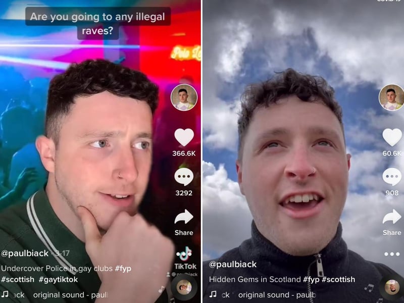 Actor and writer Paul Black shares his hilarious and relatable sketches on TikTok - from 'Watching Drag Race with your straight boyfriend' to 'Me whenever I have to speak to an English person'. He currently has 80k followers and 2.3m likes.