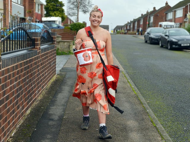 In November, post lady Katy Haydon showed her support for the Royal British Legion's poppy appeal, by doing her round in Skegby in a poppy dress.