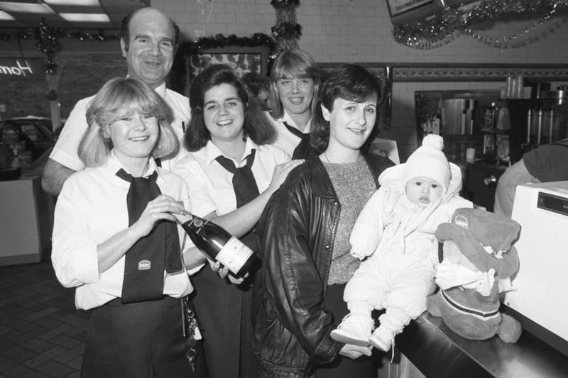 The team at Wimpy in Sunderland celebrate their second birthday in 1985. Was it one of your favourites for a treat?