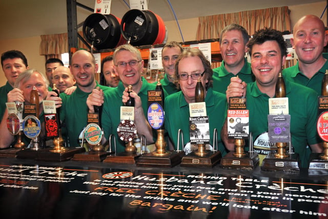 Getting ready for the Houghton Beer Festival at the Welfare Hall on Station Road in Houghton. Are you in this 2013 photo?