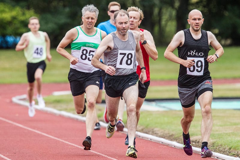 Innerleithen's Dean Whiteford, No 78, competing in the 800m race at Tweedbank at the weekend (Pic: Bill McBurnie)