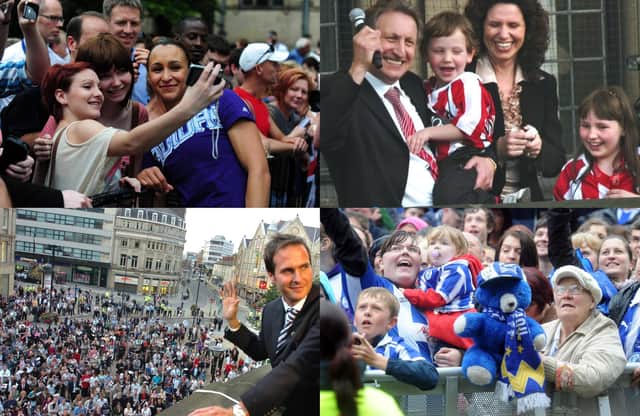 Sheffield's sporting greats get a rousing reception at events held in Sheffield to celebrate their success