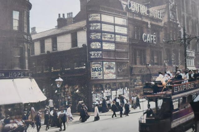 This colourised view shows High Street from the opposite direction, in 1905