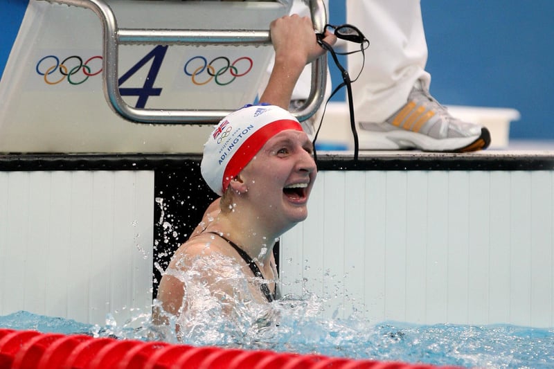The emotions flow after Rebecca Adlington wins the 800m Freestyle Final,
