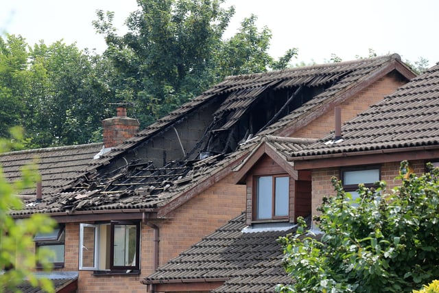 The roof of the four-bed property has been ruined. Neighbours said no one is currently living there.