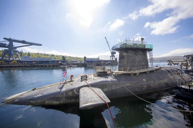 HMS Vigilant at HM Naval Base Clyde, Faslane, which carries the UK's Trident nuclear deterrent. Picture: PA