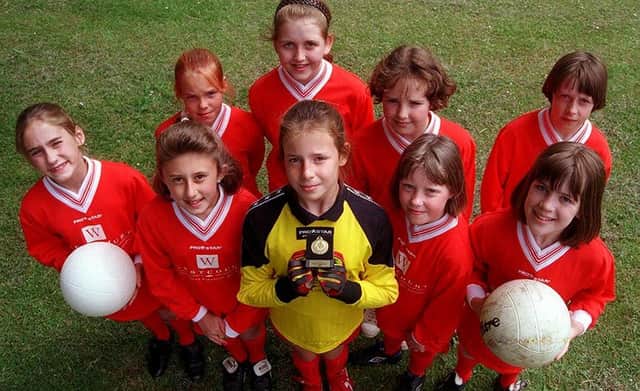 Pictured at Totley  Primary School, Sunnyvale Road, Totley, is the girls football team, left to right, back row,  Charlotte Wilde, Kate Foley, Megan Randall, and Rosie Aspinall. Front row: Louise Myers, Claire Wells, Lucy Berry, Ruth Dacey, and Zoe Thirsk, May 1998