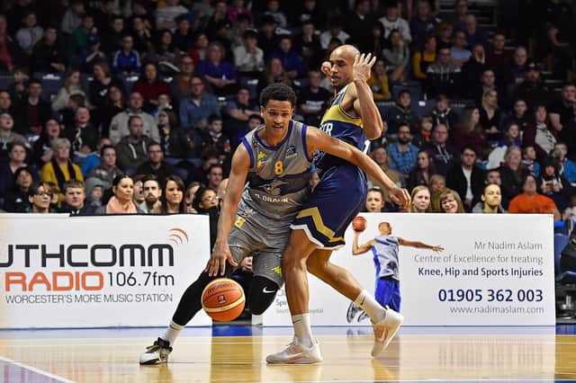 Sharks' Bouna Ndiaye is pictured on the move against Worcester Wolves. Photo by Andy Chubb.