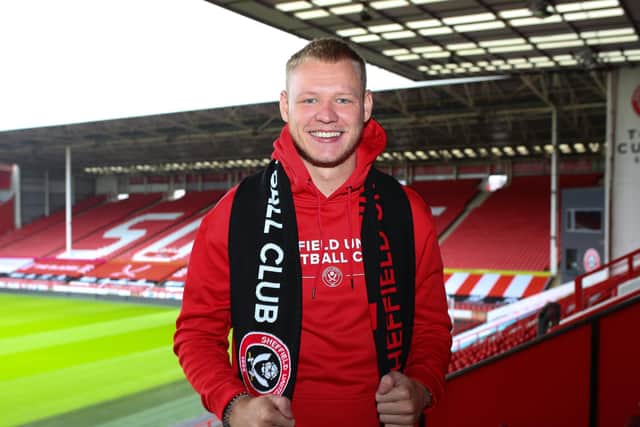 Goalkeeper Aaron Ramsdale signs for Sheffield United at Bramall Lane, Sheffield. Picture date: 19th August 2020. Picture credit should read: Simon Bellis/Sportimage