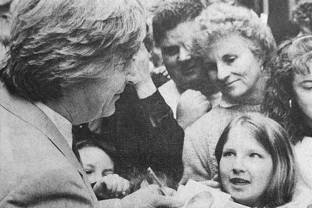 Coronation Street star Bill Roache made a visit to Kirkcaldy in 1990. The actor who plays Ken Barlow in the TV show was in town to open the Forum shopping complex in the Mercat Centre. 