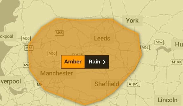 Amber warning has been issued for Sheffield. Picture by the Met Office