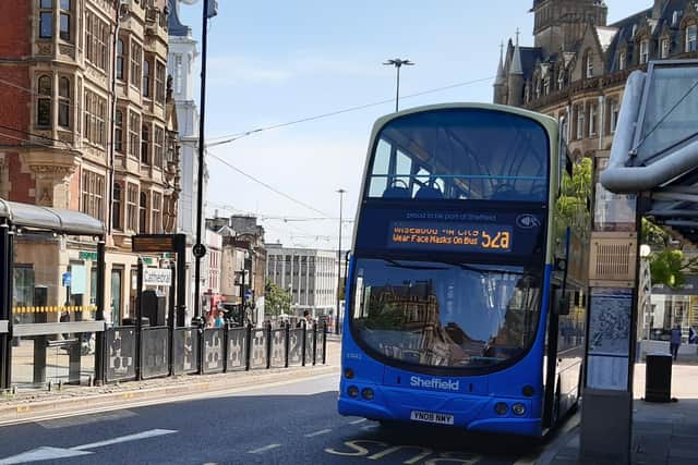 First and Stagecoach are backing plans to transform Sheffield buses – bringing longer bus lanes. PIcture shows a bus in Sheffield city centre