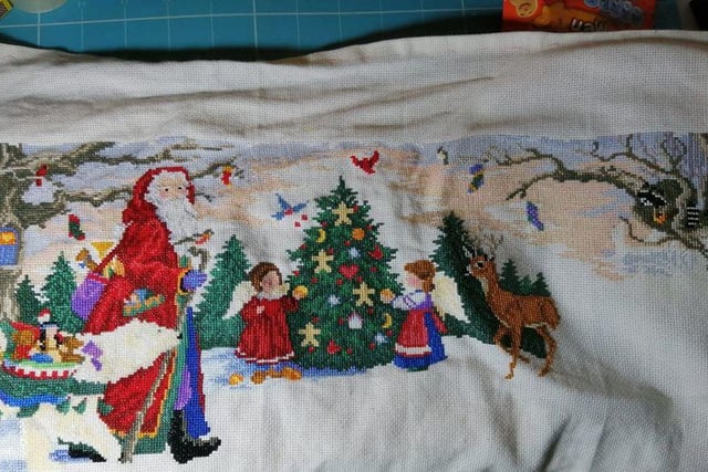 Elizabeth Hoyle said she has finally had time to do cross stitch. She added: "I'd done a small amount before lockdown, but I've made it all the way across the top. There's still a fair bit to do but I'm getting there."